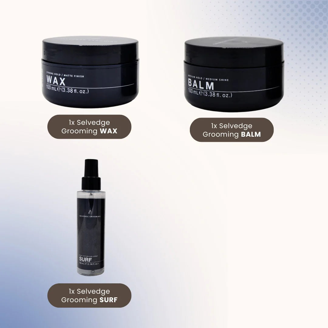Selvedge Grooming Essentials – 3 -teiliges Styling- & Pflege-Bundle